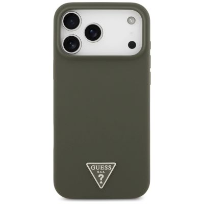 3. Guess Silicone Triangle Logo MagSafe Case for iPhone 17 Pro Max - Green