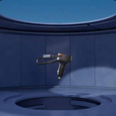 12. Baseus Enjoyment Pro 55W USB-A Car Charger with Retractable Lightning Cable - Black