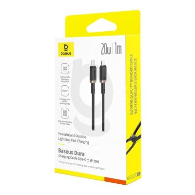 7. Baseus Dura Type C Cable 20W 1m (Black and Gold)