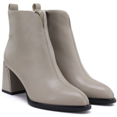 3. Women's beige leather high-heeled ankle boots Vinceza 67057