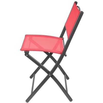 23. BALCONY FURNITURE SET ROUND TABLE AND 2 FOLDING CHAIRS RED