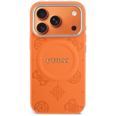 3. Guess Peony Hot Stamp MagSafe Case for iPhone 17 Pro - Orange