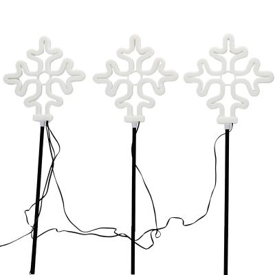 2. DECORATIVE LAMPS OUTDOOR PATH STICK 3 PCS SNOWFLAKE NEON