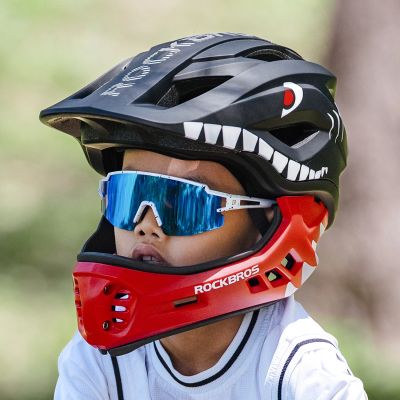 6. Rockbros TT-32005 Shark Children's Bike Helmet with Detachable Jaw Size M (54-58) - Black