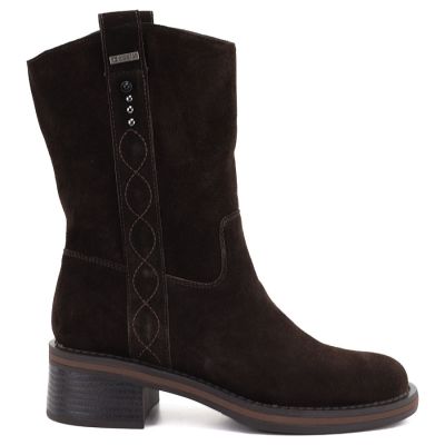 2. Women's leather ankle boots, cowboy boots, suede, chocolate, Big Star UU274607