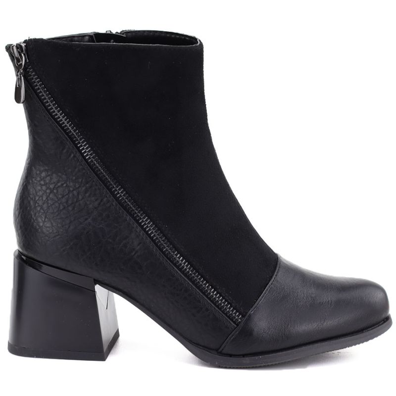2. Women's insulated ankle boots with a block heel, black M.Daszyński SA269-5