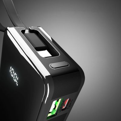 9. Powerbank SBS 10000 mAh 20W with built-in USB-C cable and digital display - black
