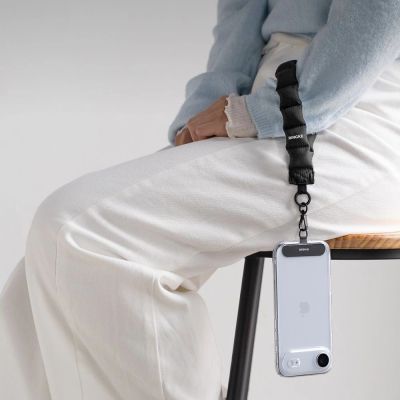 5. Ringke Holder & Puffer Hand Strap Phone Lanyard - Black