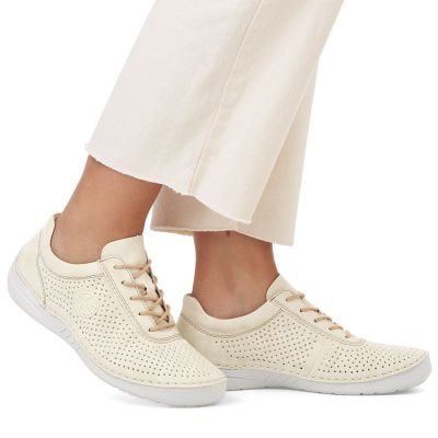 2. Rieker 52546-60 women's perforated leather shoes in beige