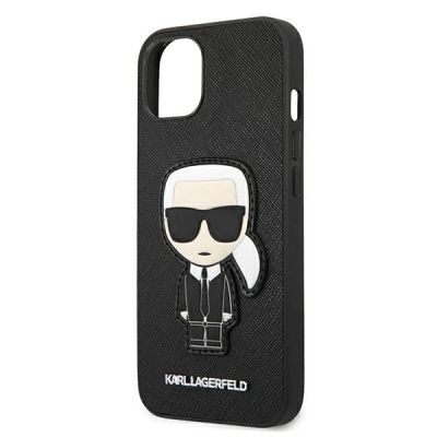6. Karl Lagerfeld Saffiano Ikonik Karl's Patch Case for iPhone 13 mini - Black