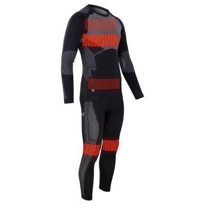 32. GLOVII HEATED THERMOACTIVE UNDERWEAR SET, SWEATSHIRT AND PANTS, SIZE L, BLACK, BATTERIES AND CHARGER INCLUDED, GXBL