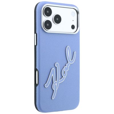 4. Karl Lagerfeld Smooth Big Resin Signature Logo Case for iPhone 18 Pro Max / 17 Pro Max - Blue
