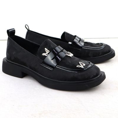 3. Ladies' loafers with butterflies, black, Potocki SZ12650