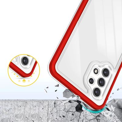 6. Clear 3in1 Case for Samsung Galaxy A32 5G Frame Gel Cover Red