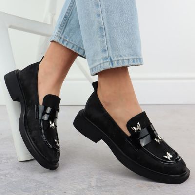 5. Ladies' loafers with butterflies, black, Potocki SZ12650