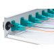 12. FO patch panel with equipment 19'' 1U, 12x LC dx, OM3, pigtails, adapters, trays, sliding, gray