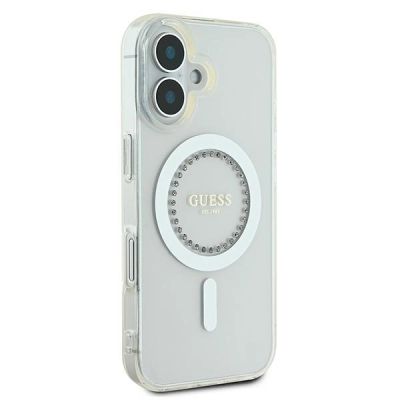 4. Guess IML Rhinestones MagSafe Case for iPhone 16 - White