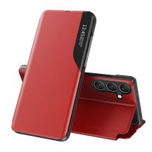 Eco Leather View Case for Samsung Galaxy S25+ with flap and stand - red