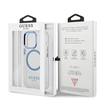 8. Guess Metal Outline MagSafe Case for iPhone 13 Pro / iPhone 13 - Blue