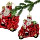 GLASS MOULDED BAUBLE SANTA CLAUS ON A MOTORCYCLE SASKA GIFT & DECOR