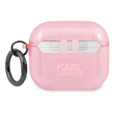 2. Karl Lagerfeld Glitter Karl's Head Case for AirPods 3 - Pink