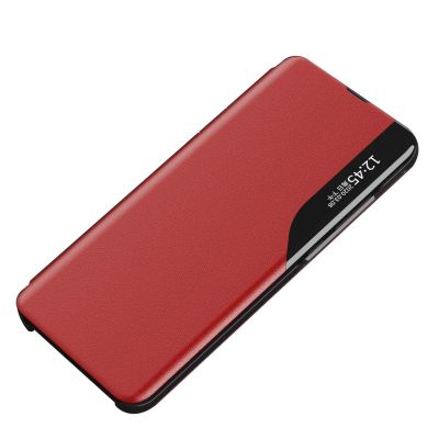 2. Eco Leather View Case an elegant case with a flap and stand function for Samsung Galaxy A73 red
