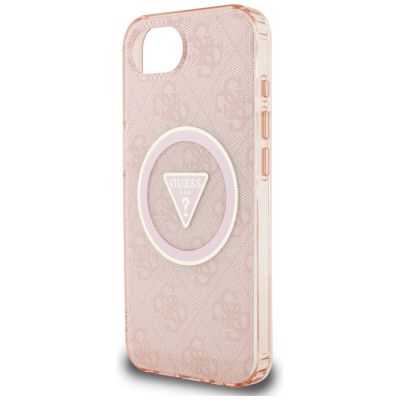 6. Guess IML Metal Glitter 4G Circle Triangle MagSafe case for iPhone 16e - pink