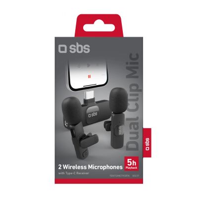 3. SBS Lavalier Microphones with USB-C Receiver 2 pcs - Black