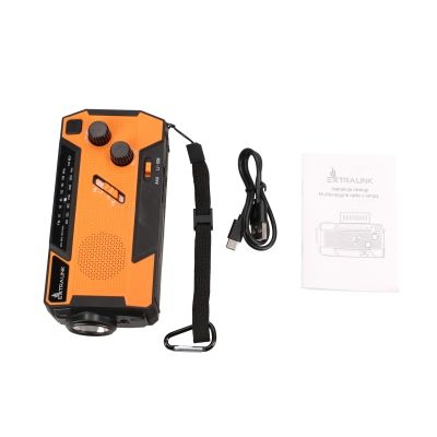 15. Extralink Solar Emergency Radio with Crank Dynamo Powerbank 4000mAh with SOS Flashlight SR-4000 Portable Analog Black, Orange