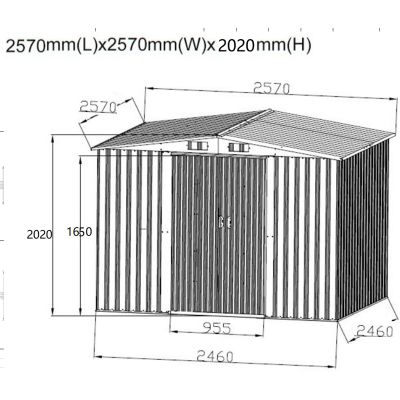 2. METAL GARDEN TOOL HOUSE 257X257X202CM