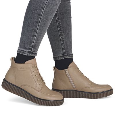 6. Women's beige leather wedge ankle boots Rieker Y4304-20