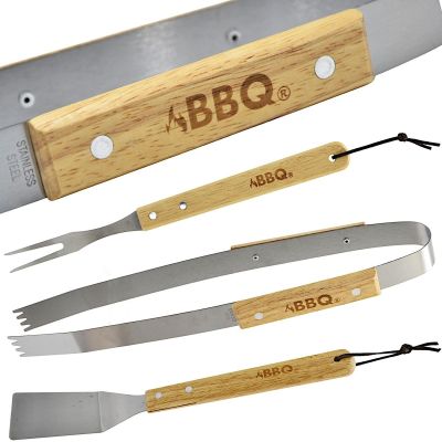 23. 3-in-1 BBQ Utensil Set with Wooden Handle