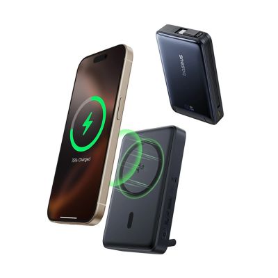 5. Baseus Nomos 10000mAh 30W Qi2 Power Bank with MagSafe Compatible Stand with Built-in USB-C Cable - Black