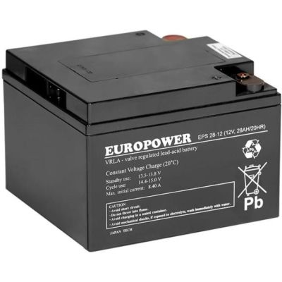 EUROPOWER EPS Series AGM Battery 12V 28Ah (Lifespan 8-12 years)