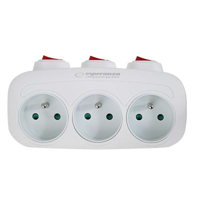 ESPERANZA ELECTRIC SOCKET 3-OUTLET WITH SWITCHES WHITE ELK307W