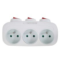 ESPERANZA ELECTRIC SOCKET 3-OUTLET WITH SWITCHES WHITE ELK307W