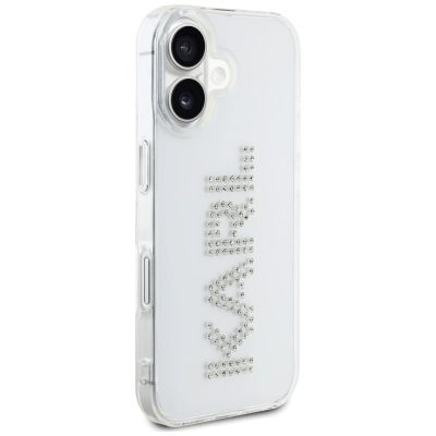 4. Karl Lagerfeld IML Rhinestones Logo iPhone 16 Case - Transparent