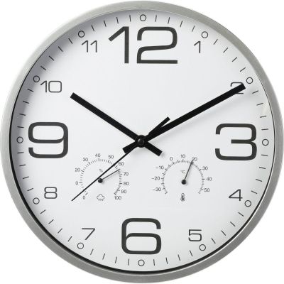 3. 30CM WALL CLOCK WITH THERMOMETER SILVER