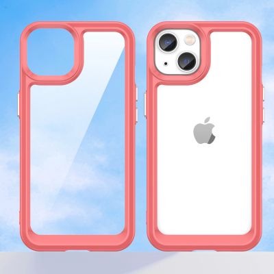 8. Outer Space Case iPhone 14 hard cover with a gel frame red