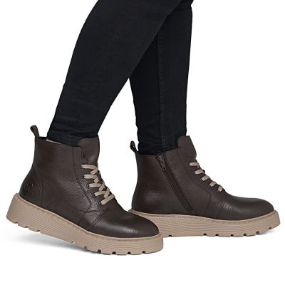 6. Women's brown leather wedge ankle boots Rieker 70405-25