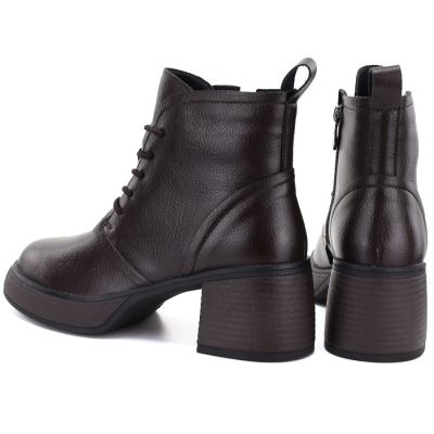 5. Women's leather ankle boots on a platform, insulated, brown, D&A S.Barski CR62-3368
