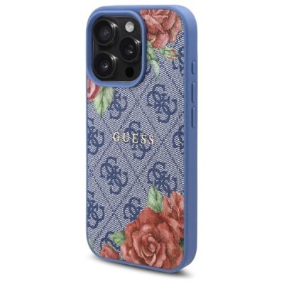 2. Guess 4G Flowers Print MagSafe case for iPhone 16 Pro - blue