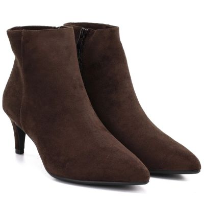 13. Women's insulated ankle boots with a low heel, suede, brown, Sergio Leone BT-65