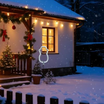 14. NEON SNOWMAN WHITE 81 LED BATTERY-OPERATED 14.5x96CM LUCA