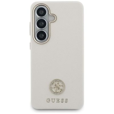 3. Guess Rhinestone Round Logo MagSafe Case for Samsung Galaxy S26+ - Beige