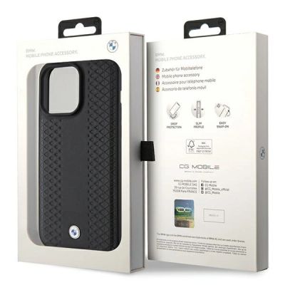 8. BMW Leather Diamond Pattern case for iPhone 15 Pro Max - black