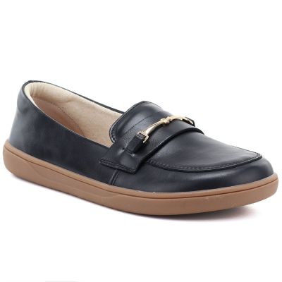 Women's leather moccasin shoes, wide, black, Potocki JE19507