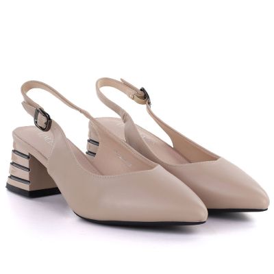 4. Women's sandals with decorative heels, beige, Vinceza 26-62285