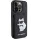 4. Karl Lagerfeld Saffiano Cardslots and Stand Monogram Choupette Case for iPhone 15 Pro Max - Black