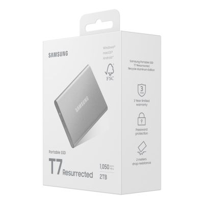 11. Samsung T7 Resurrected 2TB Silver External SSD Drive